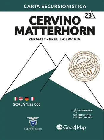 23 Cervino Matterhorn Zermatt - Breuil-Cervinia. Carta escursionistica 1 25.000 Vendita Finale