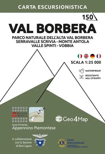 Consegna Rapida 150 Val Borbera. Parco Naturale dell‘Alta Val Borbera. Serravalle Scrivia, Monte Antola, Valle Spinti, Vobbia. Carta escursionistica 1 25.000. Ediz. multilingue