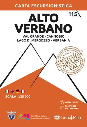 Ordina Subito 115. Alto Verbano Val Grande, Cannobio, Lago Di Mergozzo, Verbania. Carta escursionistica 1 25.000