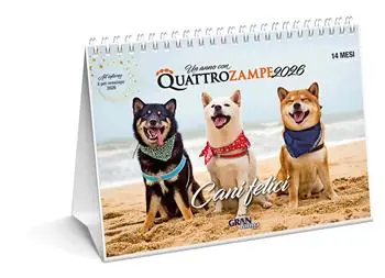 Cani felici. Calendario da tavolo 2026. 14 mesi di cani felici Prezzo Scontato